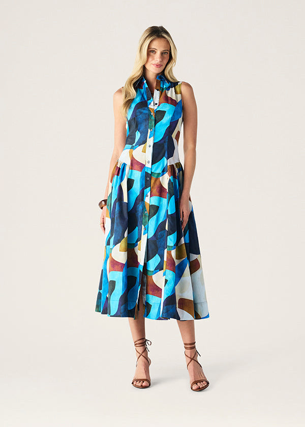 Celestia Print Sleevless Midi Dress