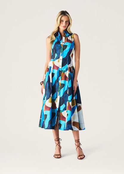 Celestia Print Sleevless Midi Dress