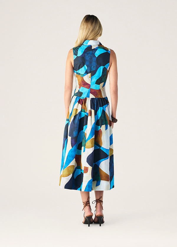 Celestia Print Sleevless Midi Dress