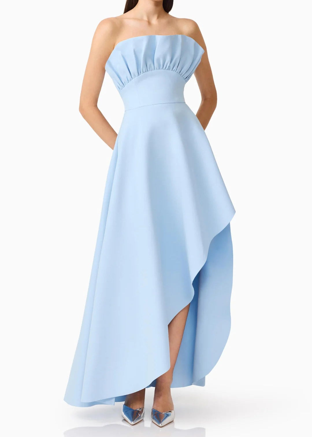 Liora Strapless Asymmetrical Gown