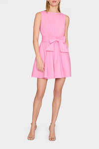 Draped Poplin Sleeveless Mini Dress