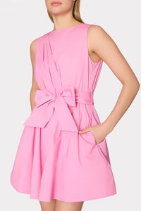 Draped Poplin Sleeveless Mini Dress
