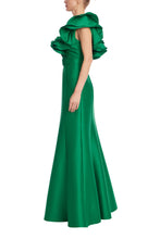 Load image into Gallery viewer, Ruffled Neckline Belted Trumpet Gown
