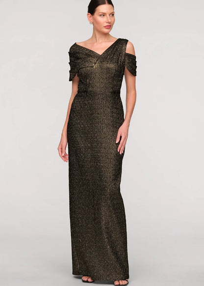 Peach Asymmetric Column Gown