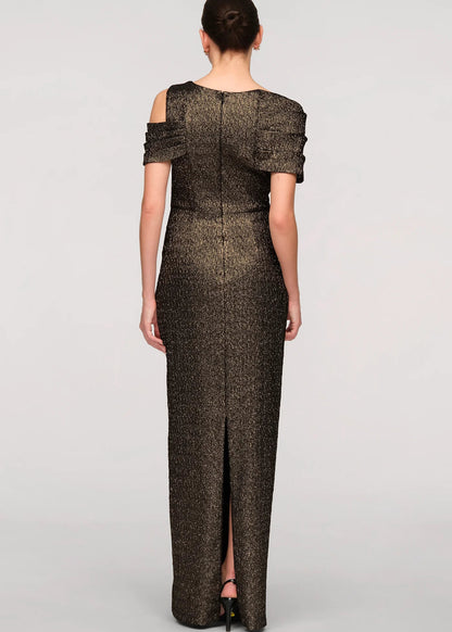 Peach Asymmetric Column Gown