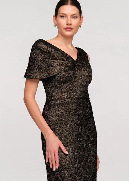 Peach Asymmetric Column Gown