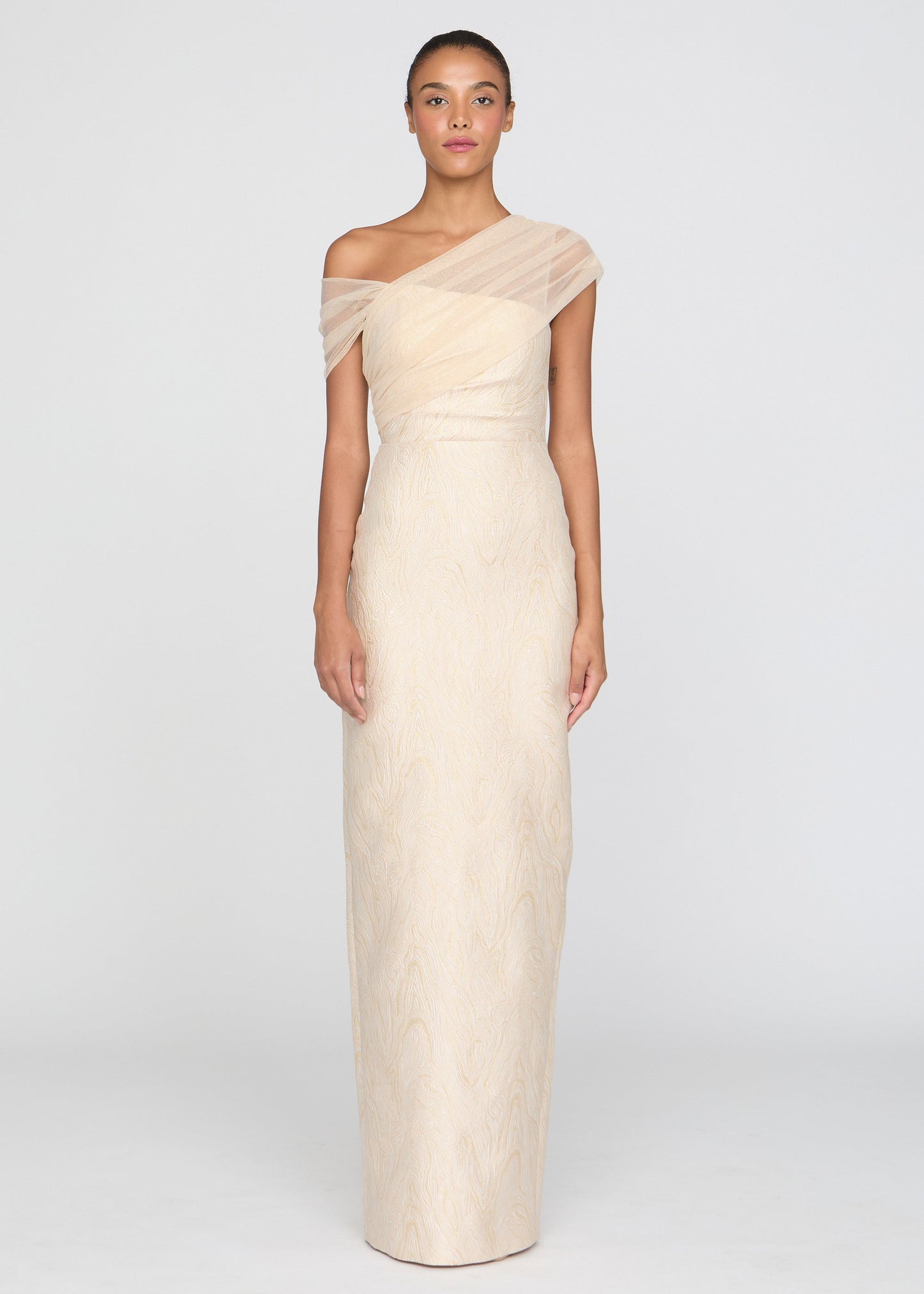 ZARA DRAPED SHAWL COLUMN DRESS