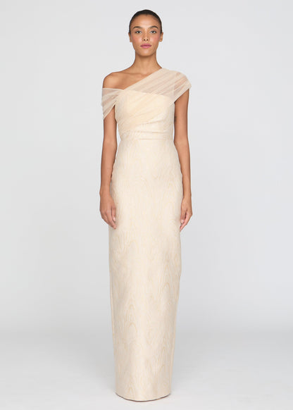 ZARA DRAPED SHAWL COLUMN DRESS
