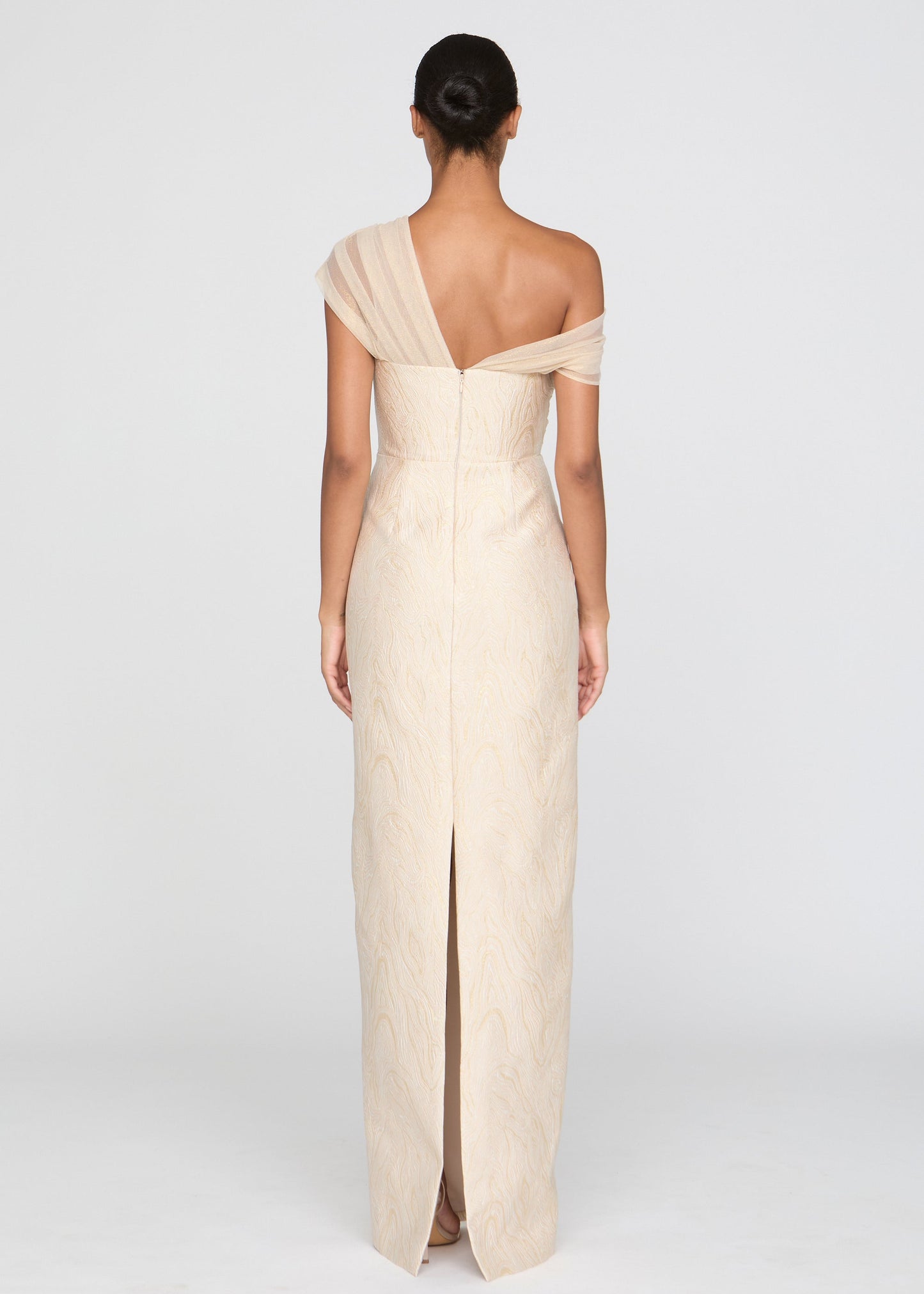 ZARA DRAPED SHAWL COLUMN DRESS
