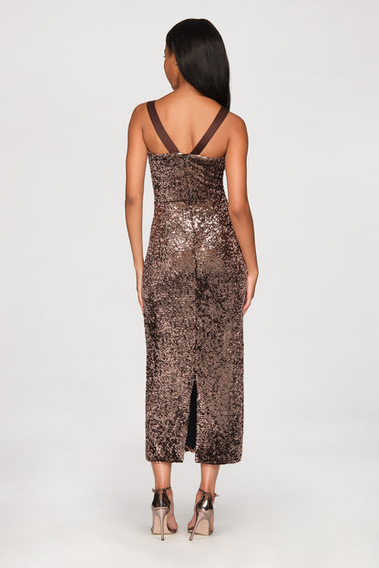 BELLE SEQUIN HALTER DRESS