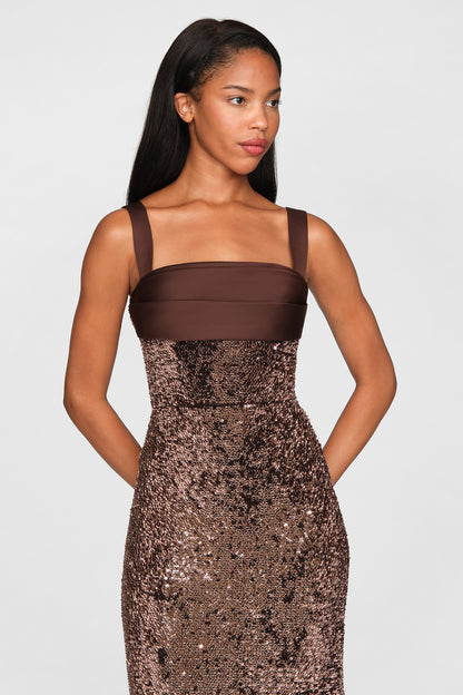 BELLE SEQUIN HALTER DRESS