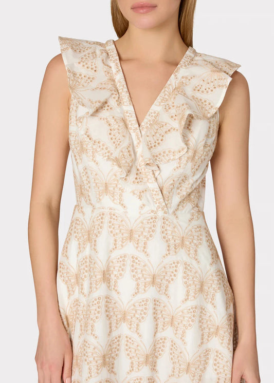 Butterfly Eyelet Ruffle Midi Dress