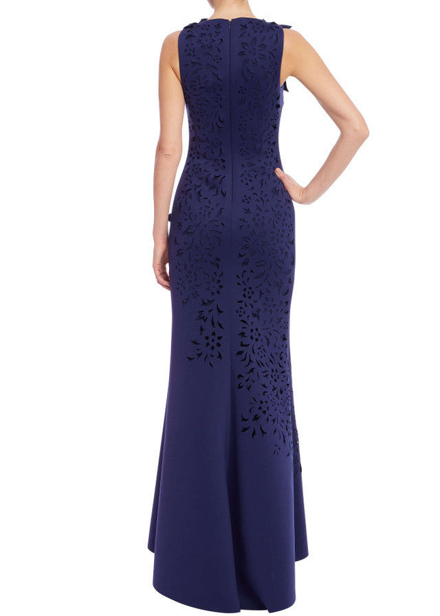Sleeveless 3D Floral Appliqué Trumpet Gown