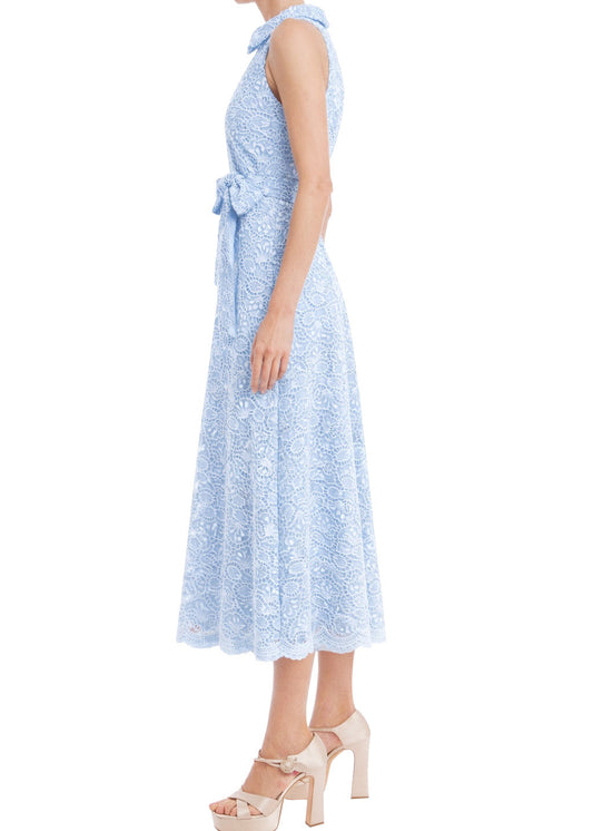 Sleeveless Eyelet Lace Belted Day Dress