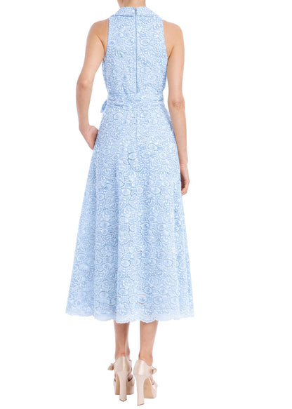 Sleeveless Eyelet Lace Belted Day Dress