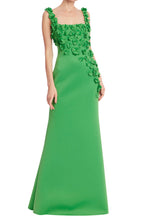 Load image into Gallery viewer, Square Neck Floral Appliqué A-Line Gown
