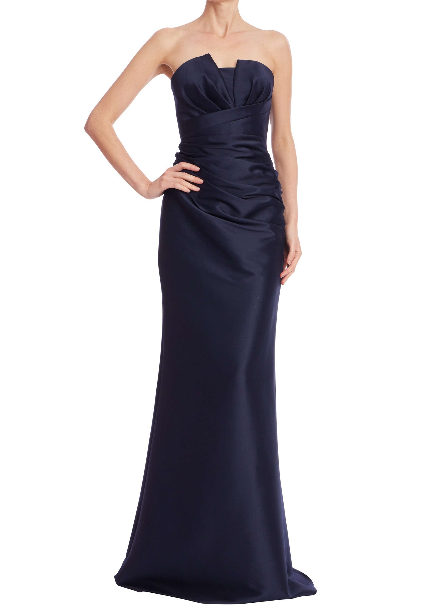 Strapless Ruched Mikado Trumpet Gown
