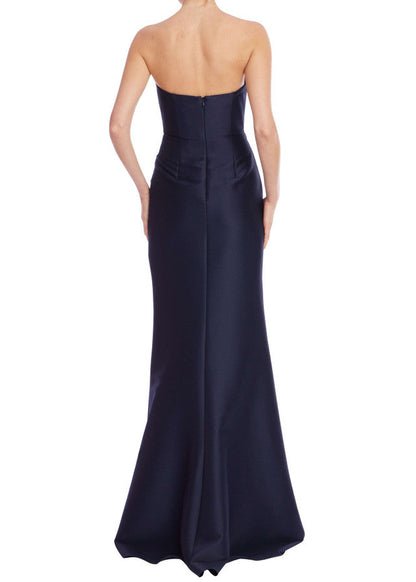 Strapless Ruched Mikado Trumpet Gown