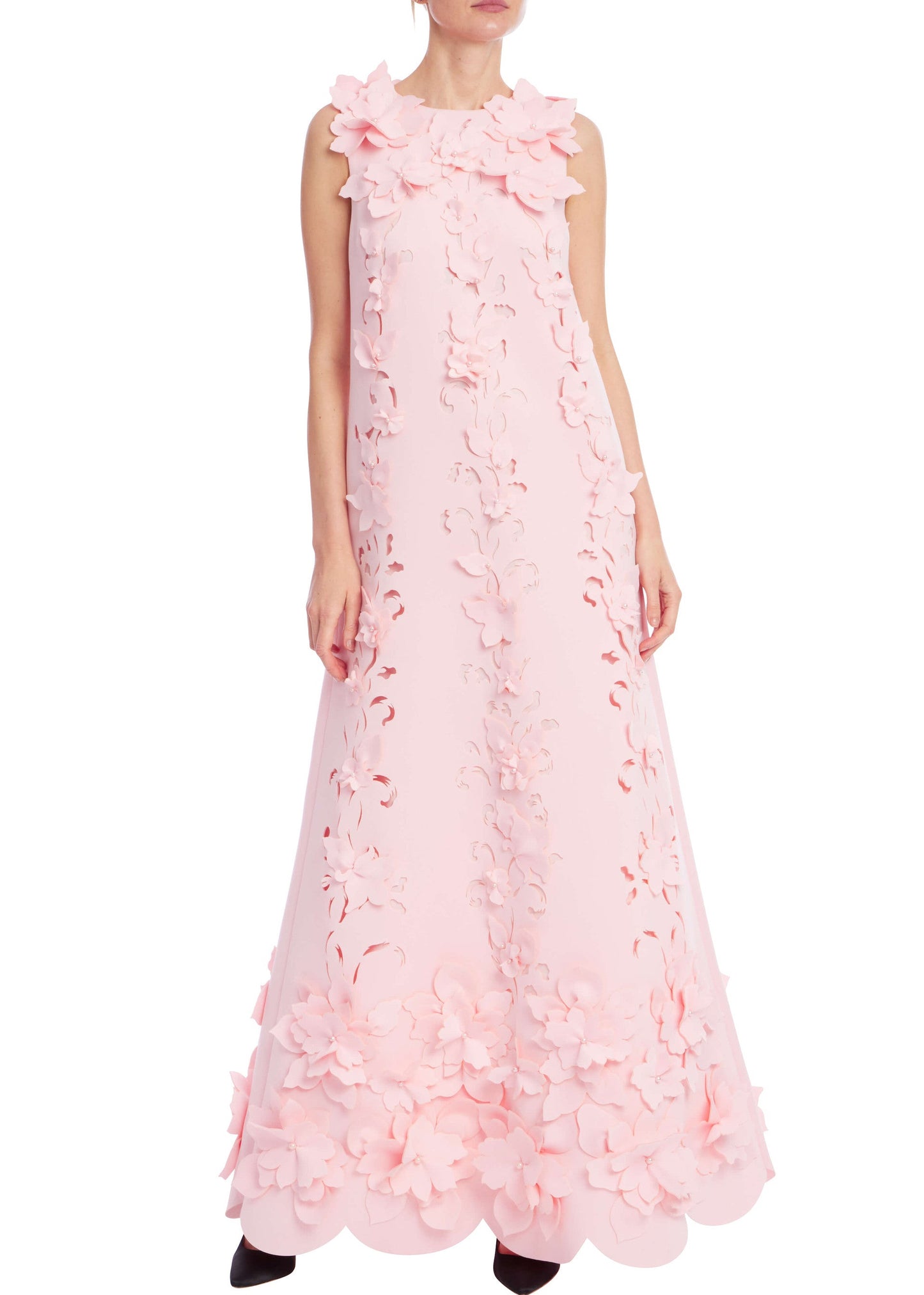 3D Floral Embellished Sleeveless Maxi Dress