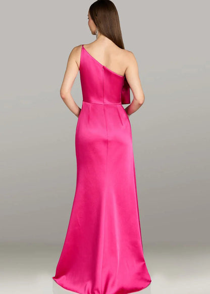Satin One-Shoulder Evening Gown