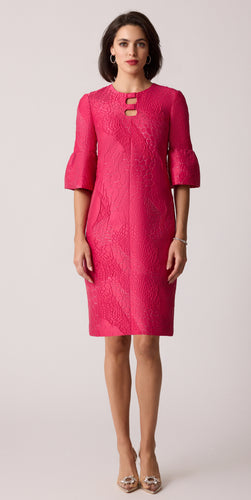 Metallic Jacquard Bell-Sleeve Dress