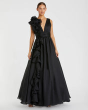 Load image into Gallery viewer, Ruffle Shoulder V-Neck Chiffon Gown