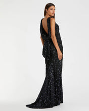 Load image into Gallery viewer, Cowl Back Boat Neck Sequined Evening Gown