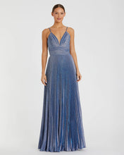 Load image into Gallery viewer, Shimmer Pleated V-Neck Gown