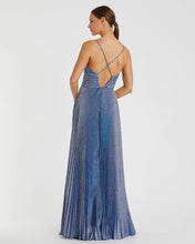 Load image into Gallery viewer, Shimmer Pleated V-Neck Gown