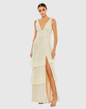 Load image into Gallery viewer, Sequin Asymmetrical Ruffle Tiered Gown