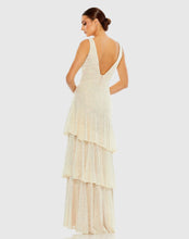 Load image into Gallery viewer, Sequin Asymmetrical Ruffle Tiered Gown