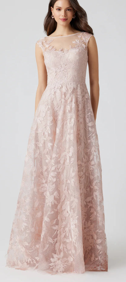 Metallic Tulle Sleeve Gown