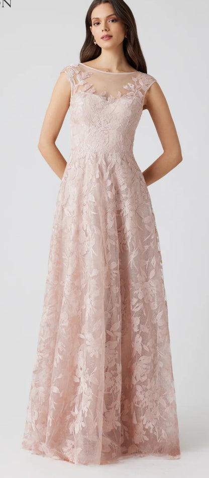 Metallic Tulle Sleeve Gown