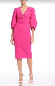 Elbow Sleeve V-Neck Sheath Dress