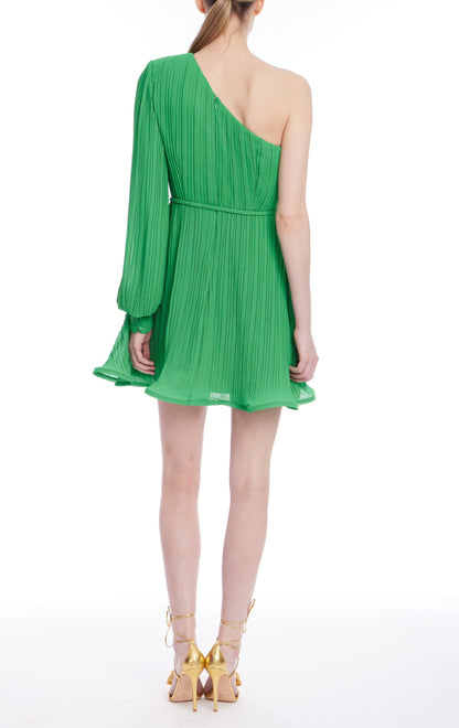 One Shoulder Pleated Mini Dress
