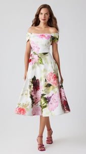 Cotton Off Shoulder Bead Waist Dress