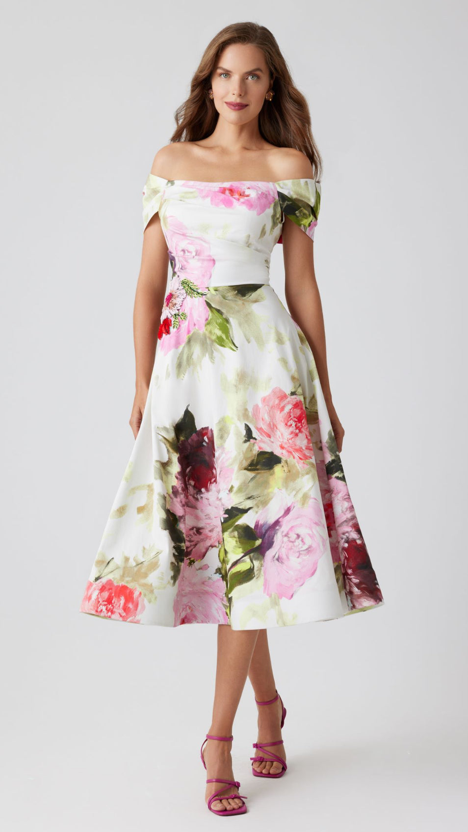 Cotton Off Shoulder Bead Waist Dress