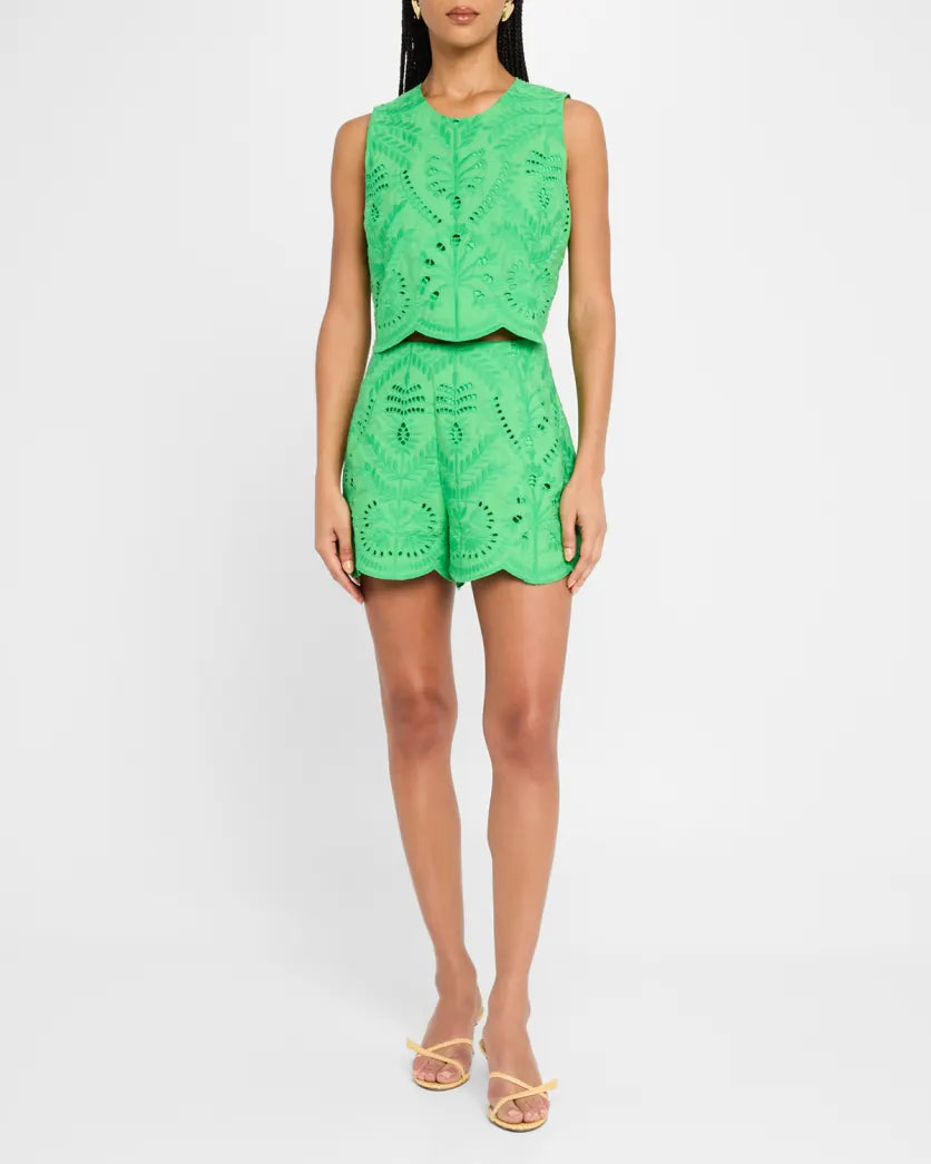 Davis Eyelet Embroidered Crop Shell