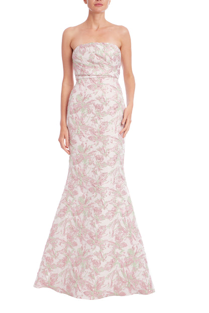 Strapless Floral Jacquard Mermaid Gown