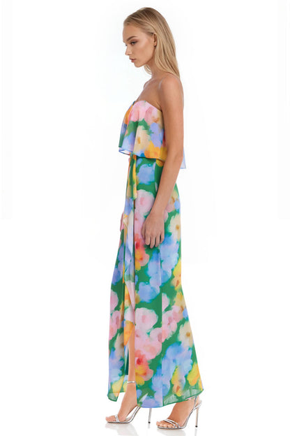 Felicity Printed Strapless Popover Gown