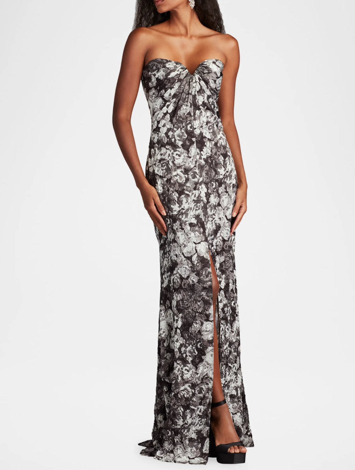 Carnie Strapless Floral Print Gown
