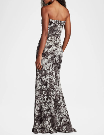 Carnie Strapless Floral Print Gown