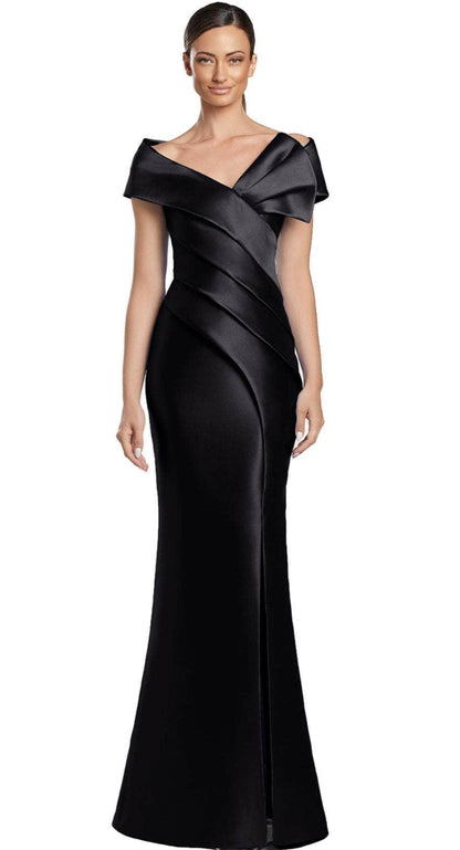 Pleated Bodice Off the Shoulder Evening Gown