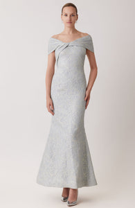 Jacquard Twist Bust Off the Shoulder Mermaid Gown