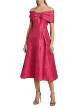 Load image into Gallery viewer, Metallic Jacquard Off-The-Shoulder Cocktail Dress