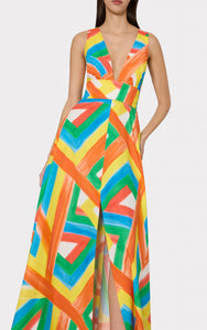 Catarina Multi Stripe Poplin Maxi Dress