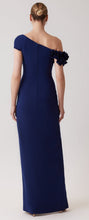 Load image into Gallery viewer, Stretch Crepe 3D Flower Asymmetrical Gown