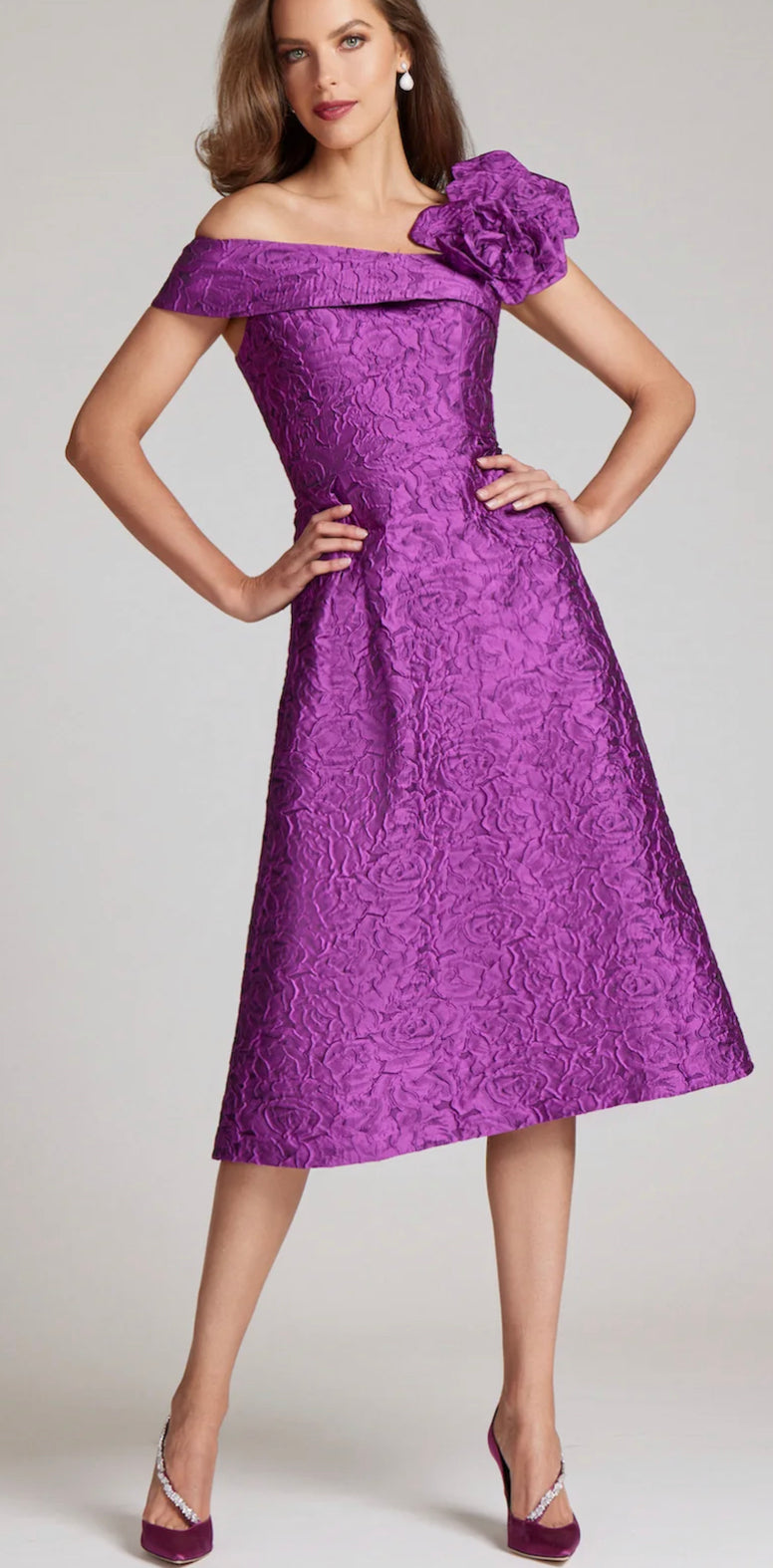 Tonal Jacquard Assymetrical Dress