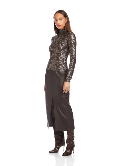 Mara Sequin Mock Neck Top