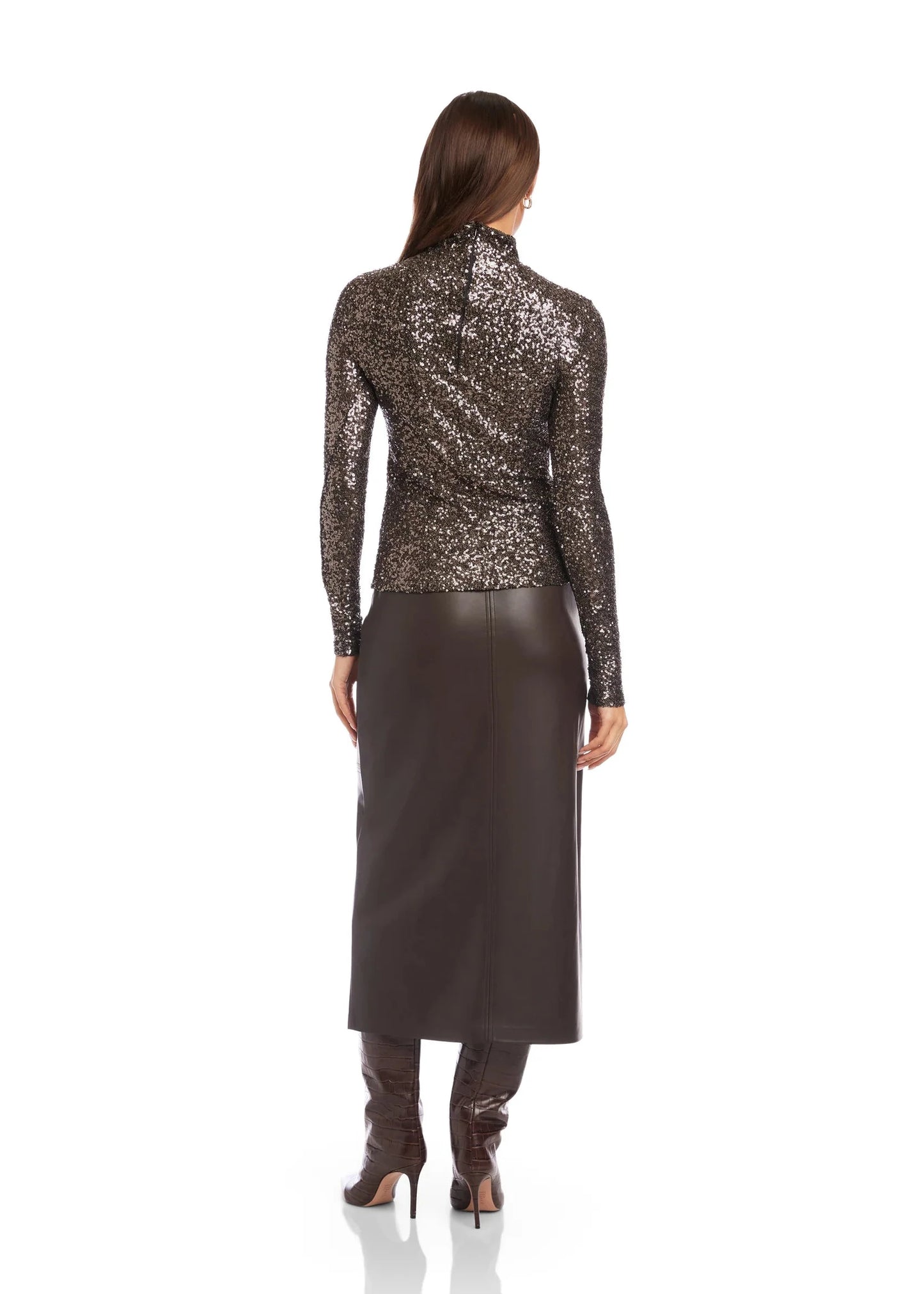 Mara Sequin Mock Neck Top
